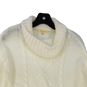 Womens White Long Sleeve Cowl Neck Knitted Pullover Sweater Size Small image number 3