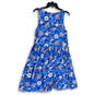 Womens Blue White Floral Sleeveless Key Hole Fit And Flare Dress Size XS image number 2