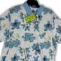 NWT Mens White Blue Floral Short Sleeve Spread Collar Polo Shirt Size XL image number 3