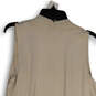 Womens Beige Sleeveless Shawl Collar Long Open Front Shrug Size Large image number 4
