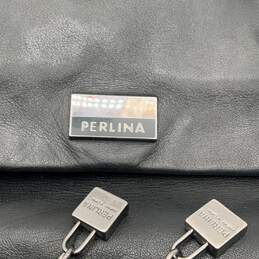 Perlina Womens Black Leather Adjustable Strap Zipper Pocket Backpack Bag Purse alternative image