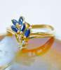 14K Yellow Gold Sapphire Diamond Accent Floral Ring 2.6g image number 2
