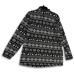 Womens Black White Fair Isle Long Sleeve 1/4 Zip Pullover Sweater Size XL