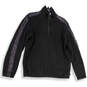 Mens Black Long Sleeve 1/4 Zip Mock Neck Pullover Sweatshirt Size Large image number 1
