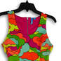 Womens Green Pink Printed Scoop Neck Sleeveless Fit & Flare Dress Size M image number 3