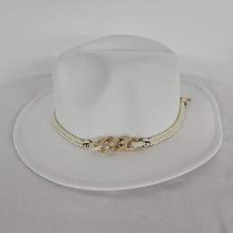 White Fedora With Metal accent alternative image