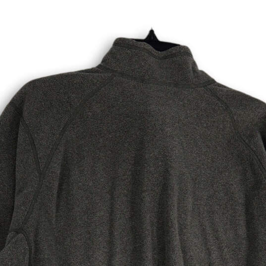 Mens Gray Mock Neck Long Sleeve Quarter Zip Fleece Jacket Size XL image number 4