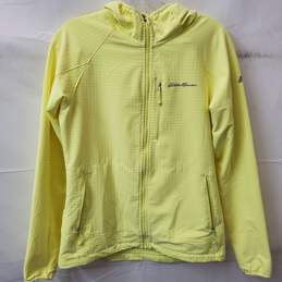 Women's Yellow Eddie Bauer Hooded Windbreaker Jacket Size TS
