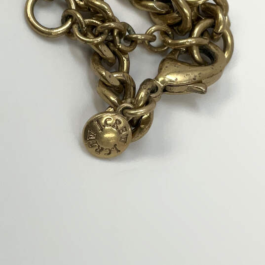 Designer J. Crew Gold-Tone Chain Black Crystal Stone Statement Necklace image number 4