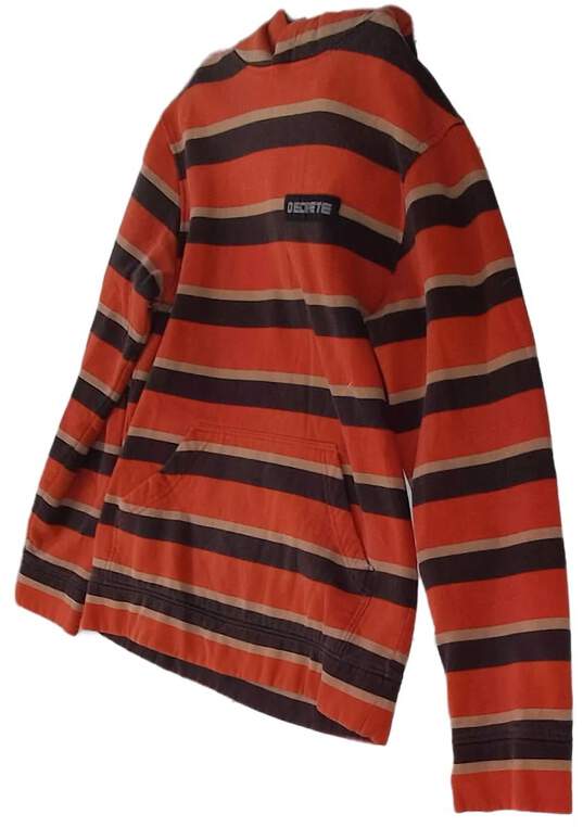Mens Multicolor Striped Long Sleeve Pocket Pullover Hoodie Size L image number 1