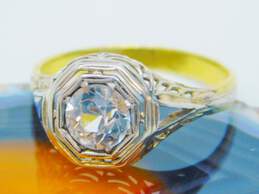 Antique Art Deco 18K Gold White & Blue Sapphire Ring 3.3g alternative image