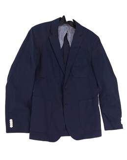 Womens Blue Long Sleeve Pockets 2 Button Suit Blazer Size 38R