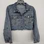 Blue Jean Fringe Crop Top Jacket With Rhinestones On Pocket image number 4