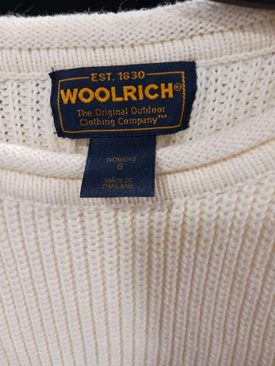Women's Woolrich White Cable Knit Sweater Sz S NWT image number 4