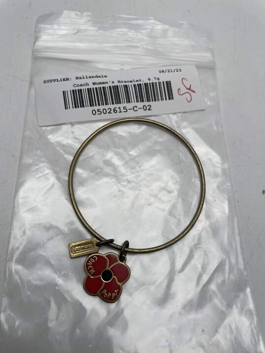 Womens Gold Tone Round Poppy Red Flower Charm Bracelet  9.7g image number 7
