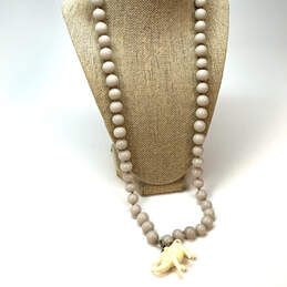 Designer J. Crew Gold-Tone Faux Pearl Elephant Beaded Pendant Necklace