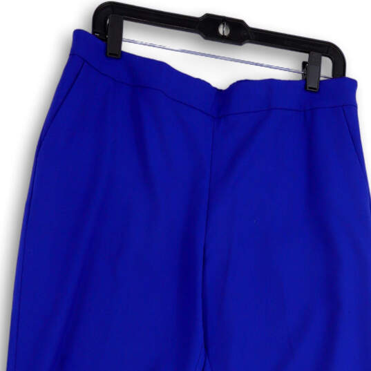 Womens Blue Flat Front Slash Pockets Straight Leg Ankle Pants Size 12 image number 4