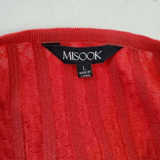 Misook Red Textured 3/4 Sleeve Top Women's Size L image number 3