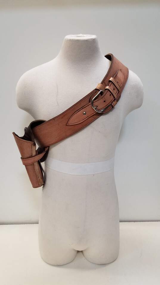 Unbranded Leather Cartridge Belt and Holster Made in Mexico Size 46 image number 1