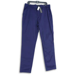 NWT Mens Navy Blue Flat Front Slash Pocket Core Temp Chino Pants Size 36X34