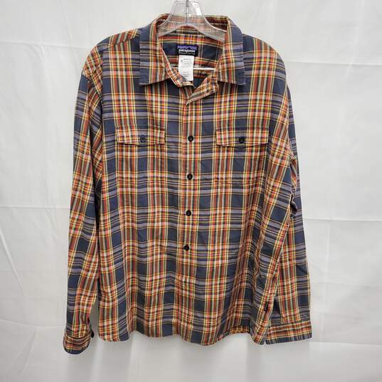 VTG Patagonia MN's Organic Cotton Plaid Flannel Long Sleeve Shirt Size L image number 2