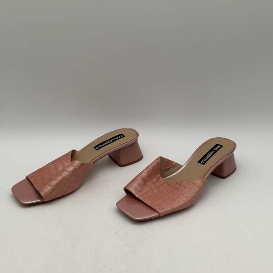 Womens Macaria Pink Leather Snake Embossed Slip On Mule Heels Size 8.5 image number 3