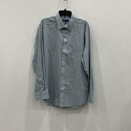 NWT Mens Blue White Check Long Sleeve Collared Pocket Button-Up Shirt Sz XL