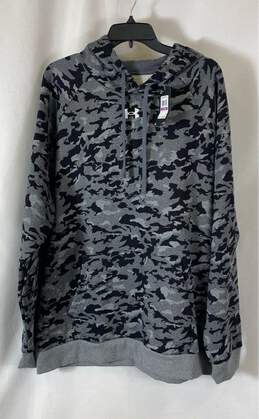 NWT Under Armour Mens Gray Camouflage Long Sleeve Hooded Sweatshirt Size XXL
