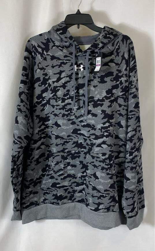 NWT Under Armour Mens Gray Camouflage Long Sleeve Hooded Sweatshirt Size XXL image number 1