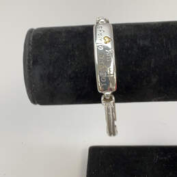 Designer Brighton Silver-Tone Engraved Classic Snake Chain Bracelet