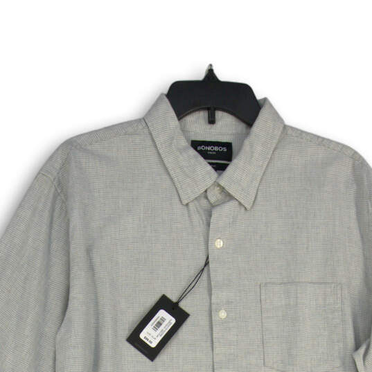 NWT Mens Gray Long Sleeve Pocket Spread Collared Button-Up Shirt Size XL image number 3