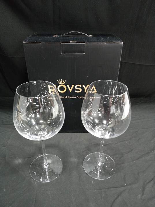 Rovsya Hand Blown Wine Glasses 2pc Set image number 1