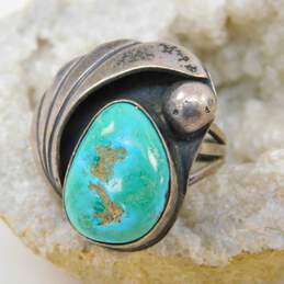 Southwestern Artisan 925 Sterling Silver Turquoise Ring 7.9g