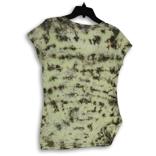 Womens Green Tie Dye Short Sleeve Scoop Neck Pullover T-Shirt Size Medium image number 2