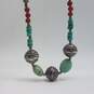 Sterling Silver Turquoise Carnelian Bead 24 Inch Necklace 76.5g image number 1