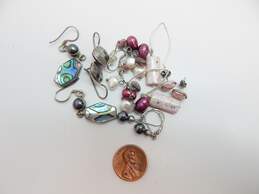Artisan 925 Rhodochrosite Rhodonite Pearl Abalone Hematite Earrings 21.9g