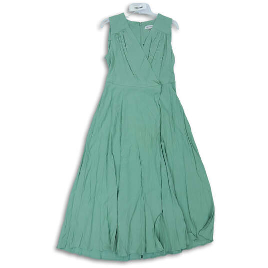 Womens Green V-Neck Sleeveless Back Zip Long Fit & Flare Dress Size 10 image number 1