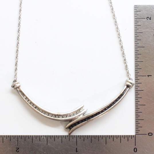 Sterling Silver White & Black Diamond Accent Pendant Necklace (18.5in) - 6.3g image number 6