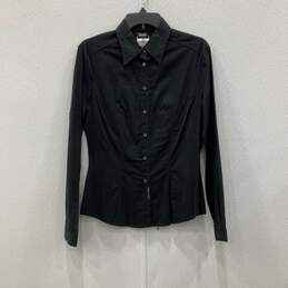 Dolce & Gabbana Womens Black Long Sleeve Pointed Collar Button-Up Shirt Sz 28x42