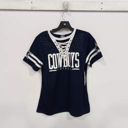 Navy Blue And White NFLPA Cowboys Football Giselle Fashion Jersey Size M NWT