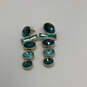 Designer Heidi Daus Gold-Tone Whiplash Aquamarine Crystal Drop Earrings image number 1