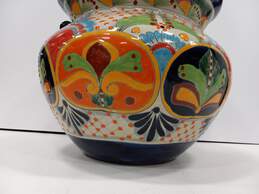 Large Mexican Talavera Round Multicolor Ceramic Planter alternative image