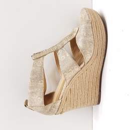 Michael Kors Women's Damita Metallic Gold Espadrille Wedge Heels Size 8.5