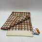 NWT Timberland Womens Brown White Plaid Ribbed Knitted Fringe Rectangle Scarf image number 2