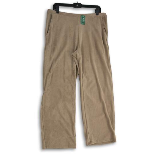 NWT L.L.Bean Womens Taupe Elastic Waist Pull On Straight Leg Dress Pants Size LP image number 1