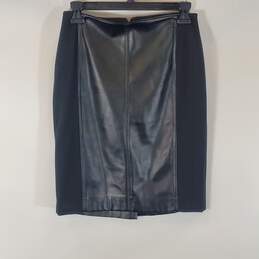 White House Black Market Women Black Faux Leather Skirt 0
