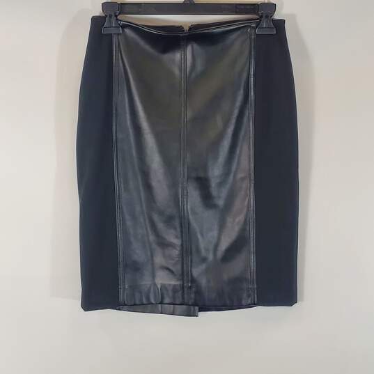 White House Black Market Women Black Faux Leather Skirt 0 image number 1