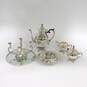 WM Rogers Silver Plate Teapot Creamer Sugar W/ Serving Trays & Candle Holder image number 1