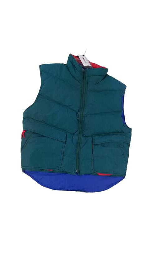 Mens Green Reversible Sleeveless Full Zip Puffer Vest Jacket Size Large image number 1