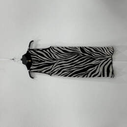 Womens White Black Animal Print Sleeveless Back Zip Shift Dress Size Medium alternative image